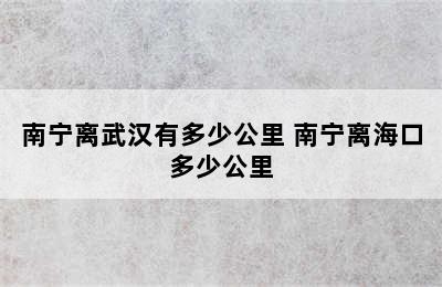 南宁离武汉有多少公里 南宁离海口多少公里